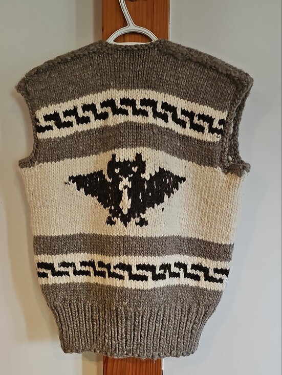 hand knit Jackets & Blazers - Hand Knit Vintage Cowichan Wool Vest With Owl Pattern